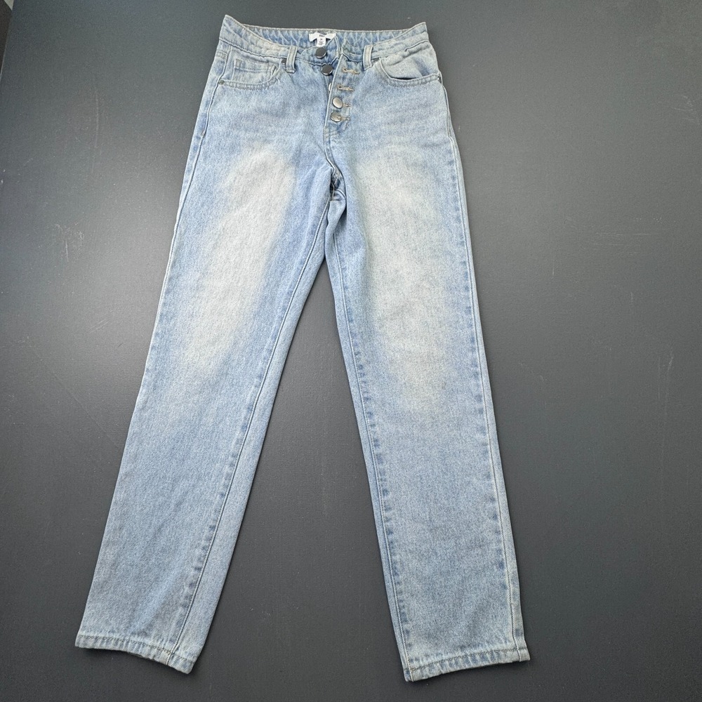 BP Jeans Womens 24 Blue Light Wash High Rise Mom Tapered Button Fly Denim Casual